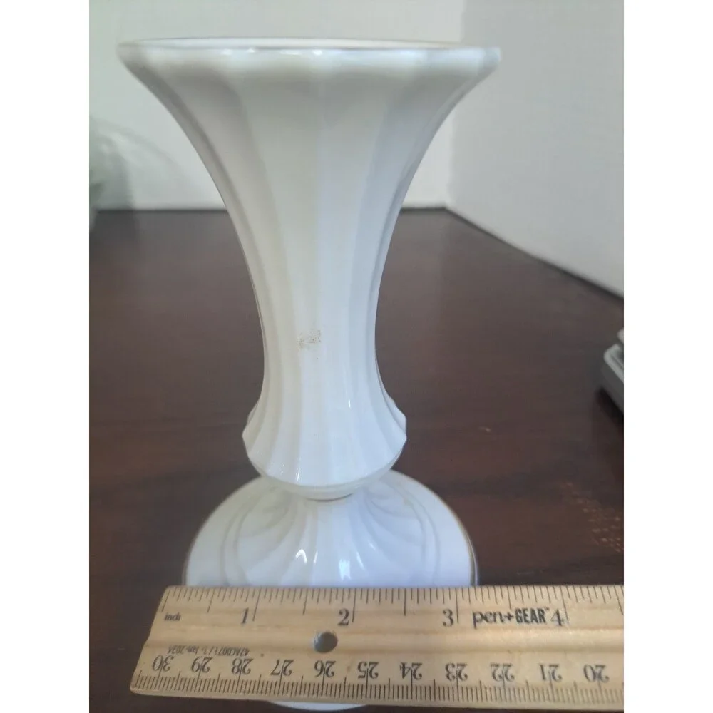 Vintage Lenox Classic Collection Bone China With Gold Trim Fluted Candlestick...